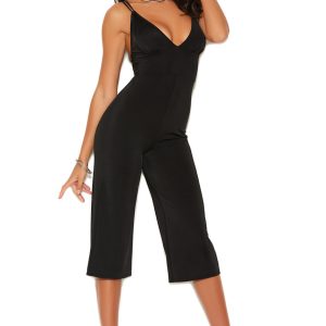 Deep V Lycra Jumpsuit