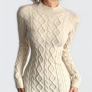 Cut Out Cable Net Mini Dress