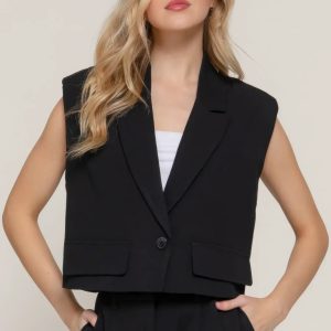 Lapel Collar W/shoulder Pads Vest