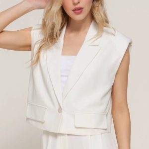 Lapel Collar W/shoulder Pads Vest