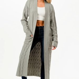 Cable Sweater Long Cardigan