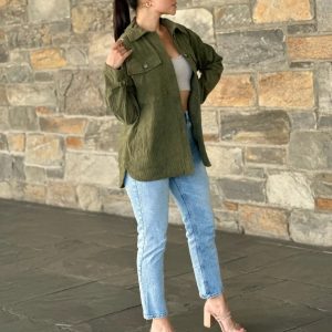 Oversized Corduroy Shacket Button Down Utility