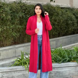 Clover Fine Knit Midi Cardi Cardigan With Pockets
