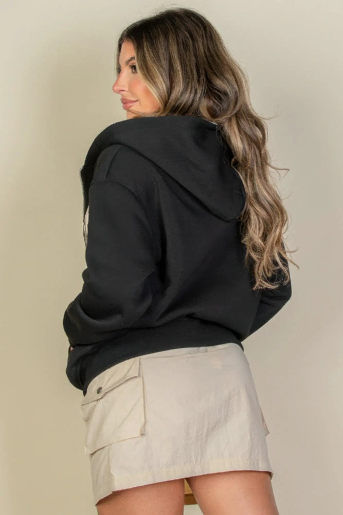 Graphic Drop Shoulder Zipper Up Hoodie - Image 5