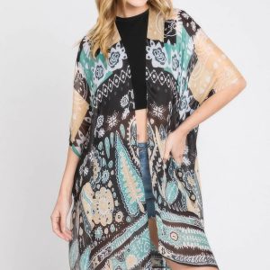 Geometric Boho Print Kimono