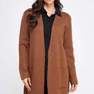 Basic Soft Long Line Open Front Sweater Cardigan