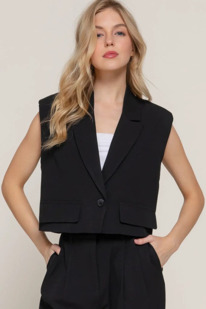 Lapel Collar W/shoulder Pads Vest